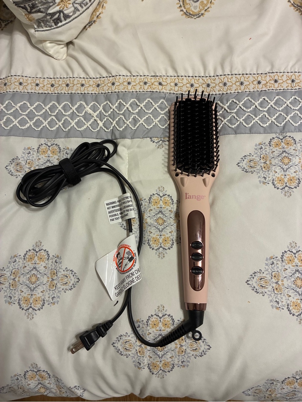 Lange Men's Heated Straightening Brush - Rose Gold and Black